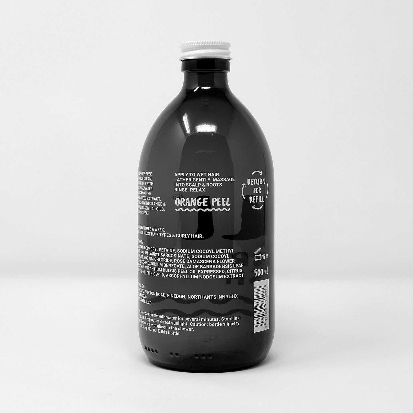 fill Hair Wash in Glass Bottle